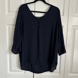Living Doll LA Womans Blouse Sz 2X Minimalist Capsule Officecorp Flowy